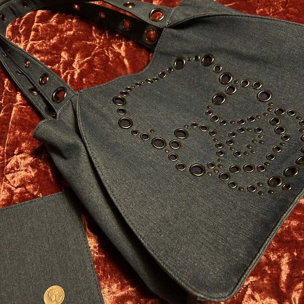 Betsey Johnson Denim Skull Bag with Pouch - Picture 5 of 11